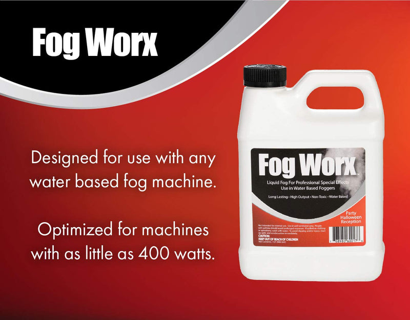 Sanco Industries Fogworx Fog Juice - 1 Of Organic Odorless Fog Fluid (32 Oz) - Medium Density, High Output, Long Lasting Fog Machine Fluid For 400 Watt To 1500 Watt Machines Quart
