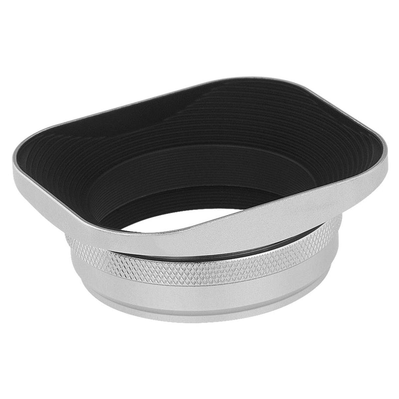 Haoge LH-EW3 Square Metal Lens Hood with 49mm Adapter Ring with Cap for Fujifilm Fuji FinePix X100 X100S X100T X100F X70 X100V Camera Replaces Fujifilm LH-X100 AR-X100 LH-X70 Silver