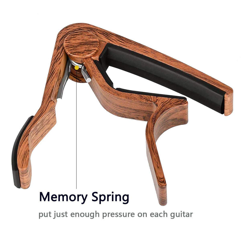 Guitar Capo for Acoustic Guitar and Electric Guitars - Quick Change Clamp Capo for Ukulele and Banjo, Rosewood Color