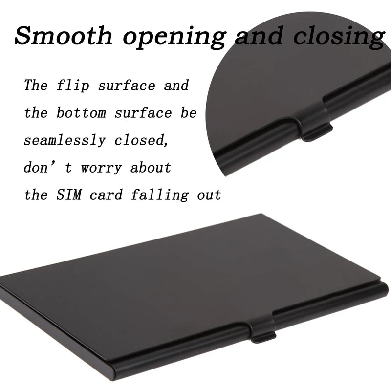 Aluminum SIM Card Case, Universal Waterproof Slim Mini SIM Card Slots Storage Case, Can Hold 12 Nano SIM Card &1 Cell Phone Eject Pin Slots (Black) + 1 Card Pin