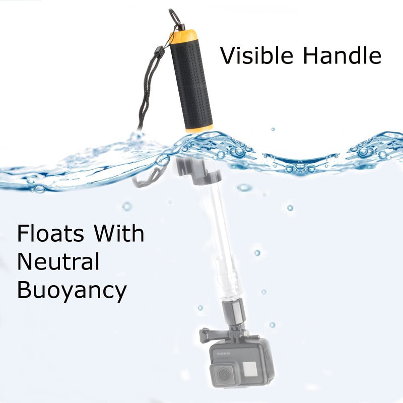 Digicharge Floating Monopod Extendable Selfie Stick Pole Mount with Hand Strap for Action Camera GoPro Hero Hero10 Hero9 Max Akaso Vemont Telescopic Waterproof Float