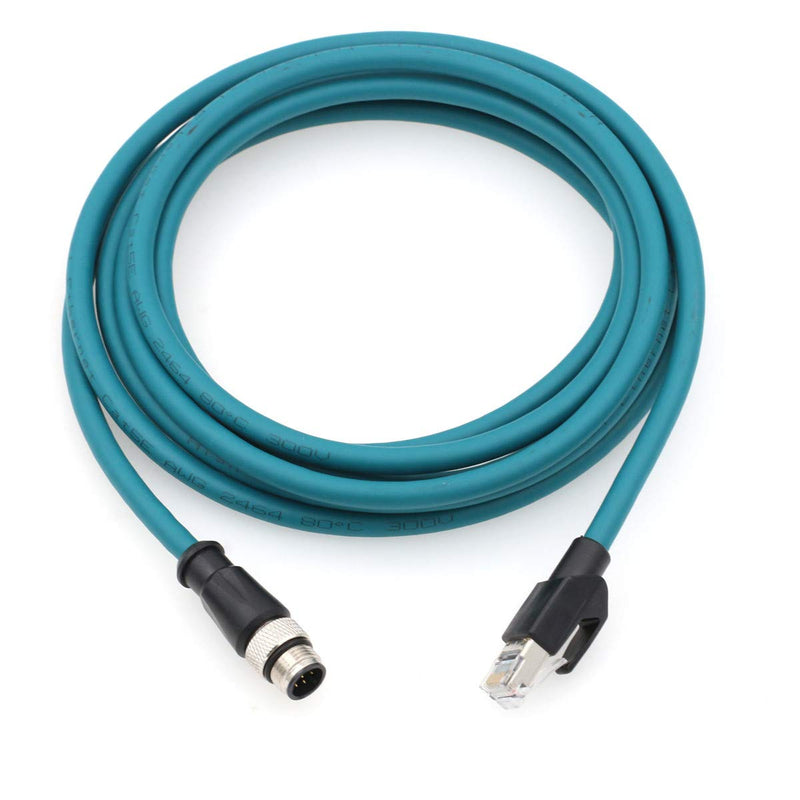 HangTon Ethernet M12 8 Pole A-Codding RJ45 Cable for Cognex in-Sight 5000 7000, DMR 200 500, ism1400 PLC to Network Switch Router PC (1 Meter) 1 meter