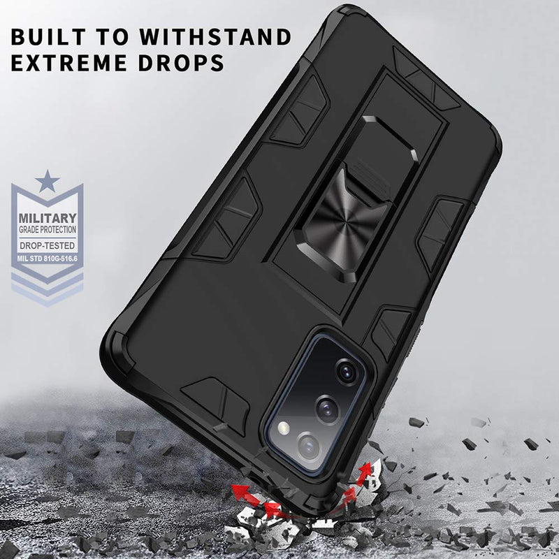 Samsung Galaxy S20 FE Case Galaxy S20 FE 5G Case Military Grade Built-in Kickstand Case with Stand Holster Armor Heavy Duty Shockproof Cover Protective Case for Galaxy S20 FE Phone Case (Black) Black