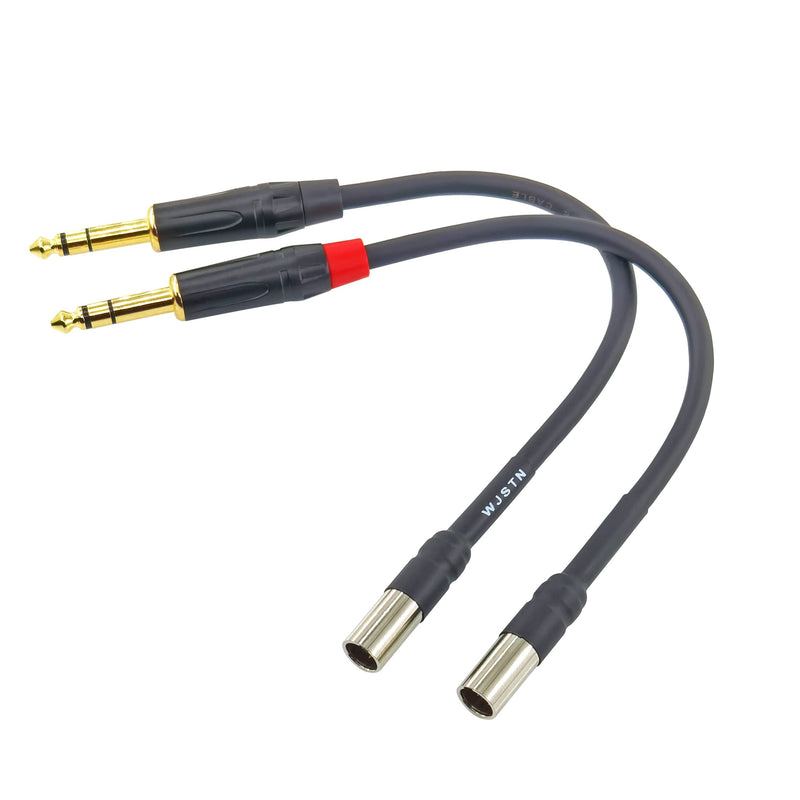 WJSTN Mini XLR Cable, 1/4" TRS Plug to 3-pin Mini XLR Male Headphones Audio Cable 6.35mm TRS to Mini 3-pin XLR Adapter 8in 2-Pack