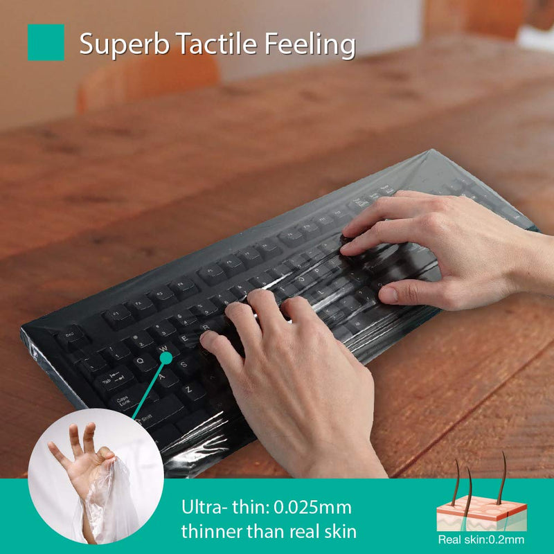 [3 Pack] Universal Fully Covered Flat Style 0.025mm Wipeable Superb Tactile Feeling Waterproof Anti-Dust Keyboard Cap Cover for Desktop Keyboard with Numeric Hospital/Dentist Use