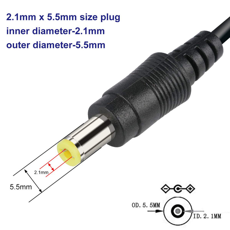 Dericam DC 12V 2A Power Supply Adapter/1 Female to 4 Male Power Splitter Power Cord, Fits DVR/Security Camera, 5.5x2.1mm, Input AC 100-240V~50/60Hz, Output DC 12V 2A, US Plug, 12V2A-4B