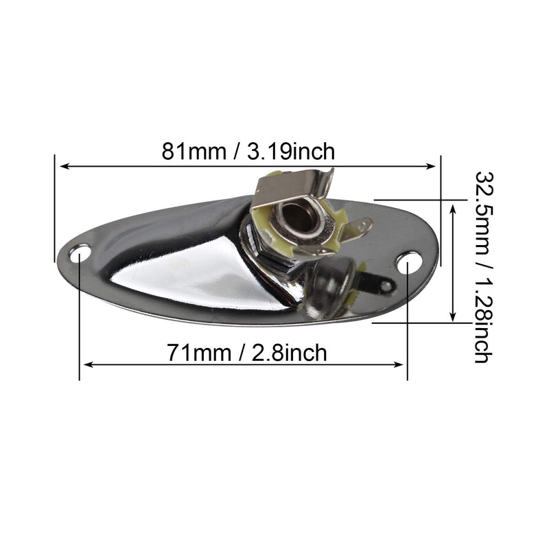 Futheda Boat Style 1/4" 6.35mm Electric Guitar Jack Plug Plate Pickup Output Input Jack Plug Socket with Screws Compatible with FD Fender Strat Stratocaster Replacement Guitar Bass (Chrome)