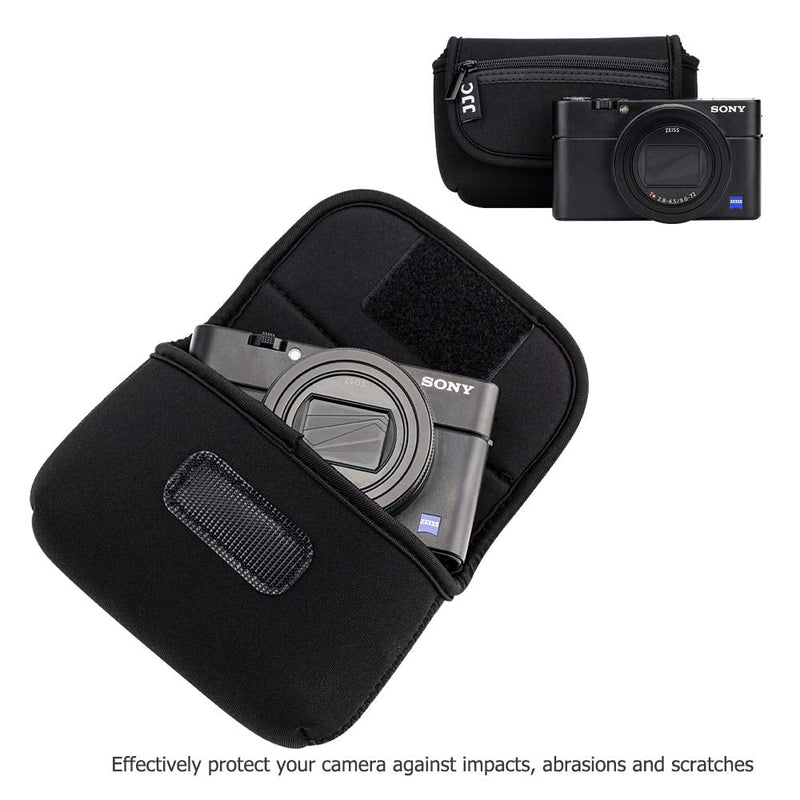 JJC Neoprene Compact Digital Camera Case Travel Pouch for Sony ZV-1 RX100 VII VA VI V IV III II DSC W800 W830 WX500 HX99 HX90V HX80 for Canon G7X III II G9X II SX740 SX730 SX620 SX610 ELPH 360 190 180 Black