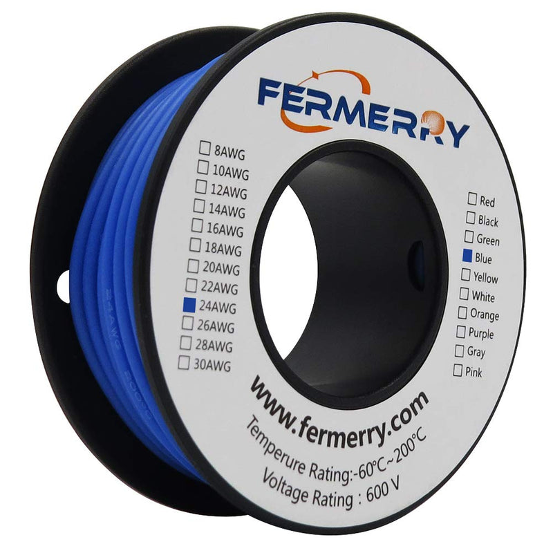Fermerry 18 AWG Stranded Wire Spool 25ft Each 6 Colors Flexible 18 Gauge Silicone Hook up Wire Kit Electrical Tinned Copper Wire 6 colors each 25ft 18AWG