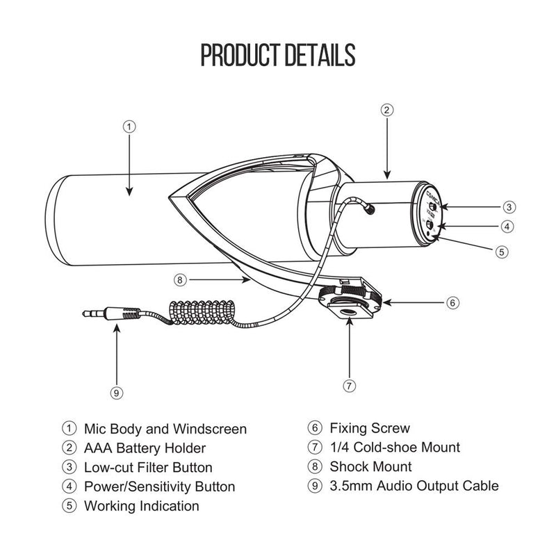 CoMica CVM-V30 PRO Directional Condenser Shotgun Video Microphone Compatible with Canon Nikon Sony Panasonic Fuji Olympus DSLR Camera Camcorder