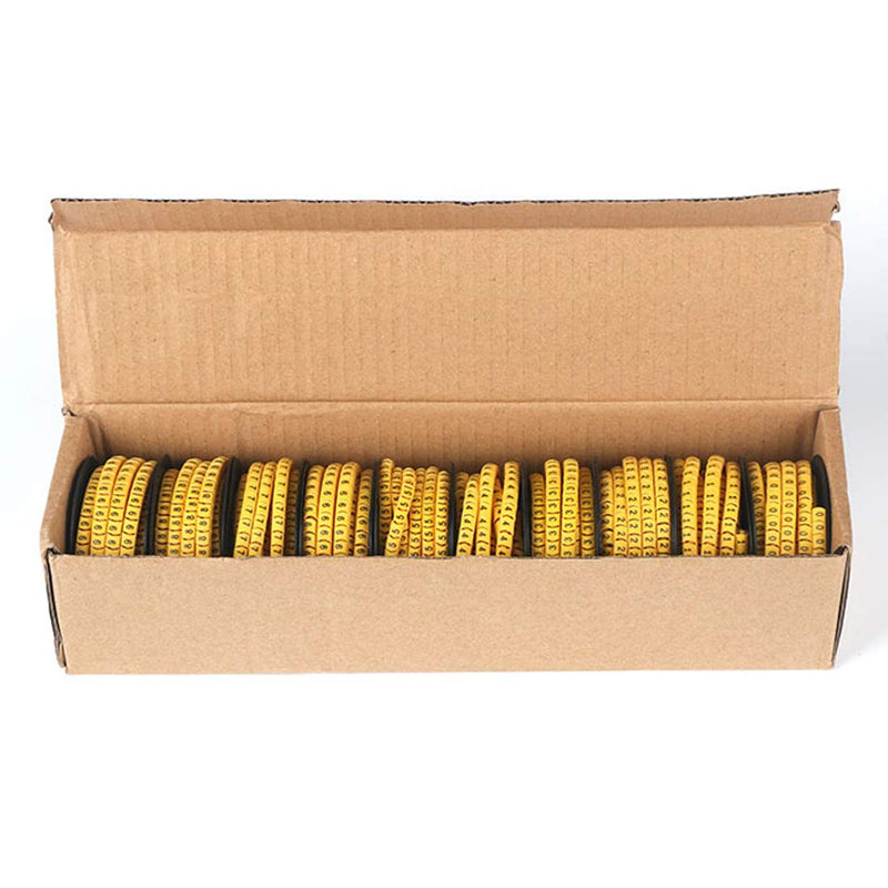 10 Rolls of 0-9 Number Tube,Yellow Flexible PVC Concave Cable Wire Markers Label Tag (6mm2)