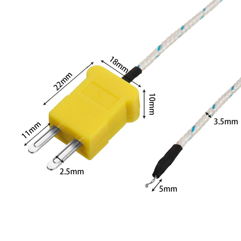 3 Meters K Type Mini-Connector Thermocouple Temperature Probe Sensor Temperature Sensing Line K Type Thermocouple Wire Measure Range -50 to 400 Celsius, Compatible with TM902C/ TES1310 (10 Pieces) 10
