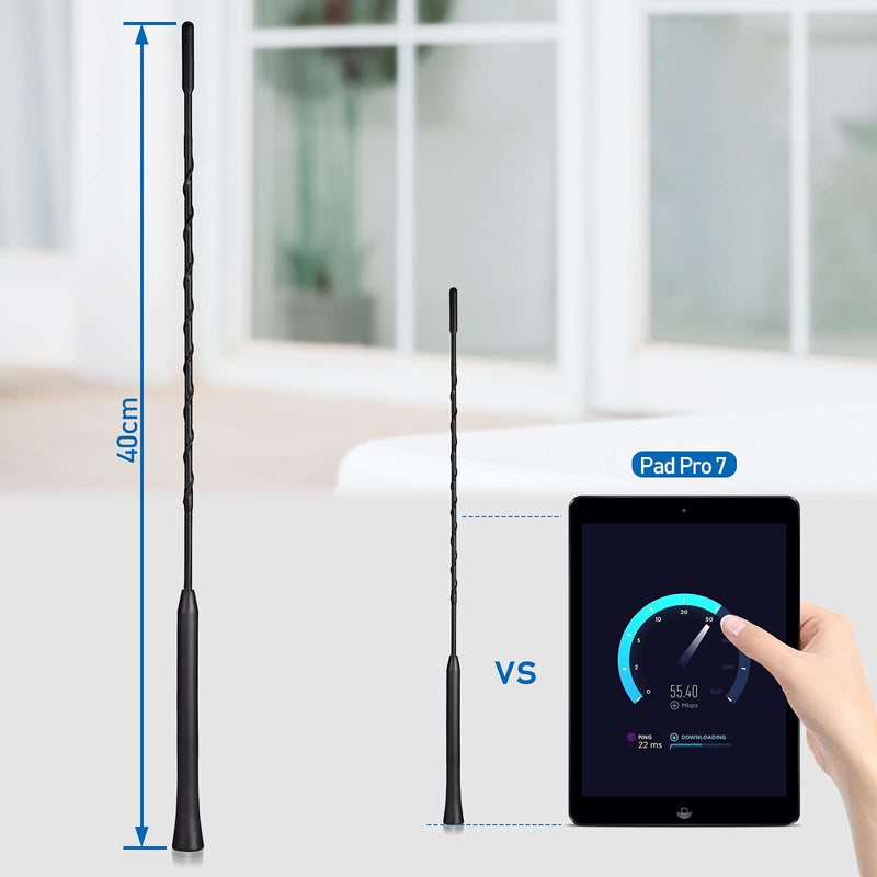 [AUSTRALIA] - Eightwood Universal Vehicle Antenna Replacement 16 inch, AM FM Roof Mount Car Radio Antenna Mast, Flexible Rubber Antennae with M4 M5 M6 Threaded Adapter 