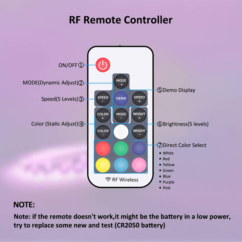 [AUSTRALIA] - RGB Led Strip Lights Battery Powered 4-FQ 2PCS 6.56ft Led Lights Strip Battery Operated Remote Control Color Changing Strip Lights Kit SMD5050 120 LED Waterproof Strip Lights DIY TV Bedroom 17 Keys 