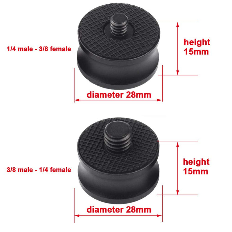 1/4" Male to 3/8" Female Camera Tripod Screw Converter Adapter,3/8" Female to 1/4" Male Thread Camera Tripod Screw Mount Convertor Adapter for Tripod Monopod Ballhead Camera 2*Male-Female