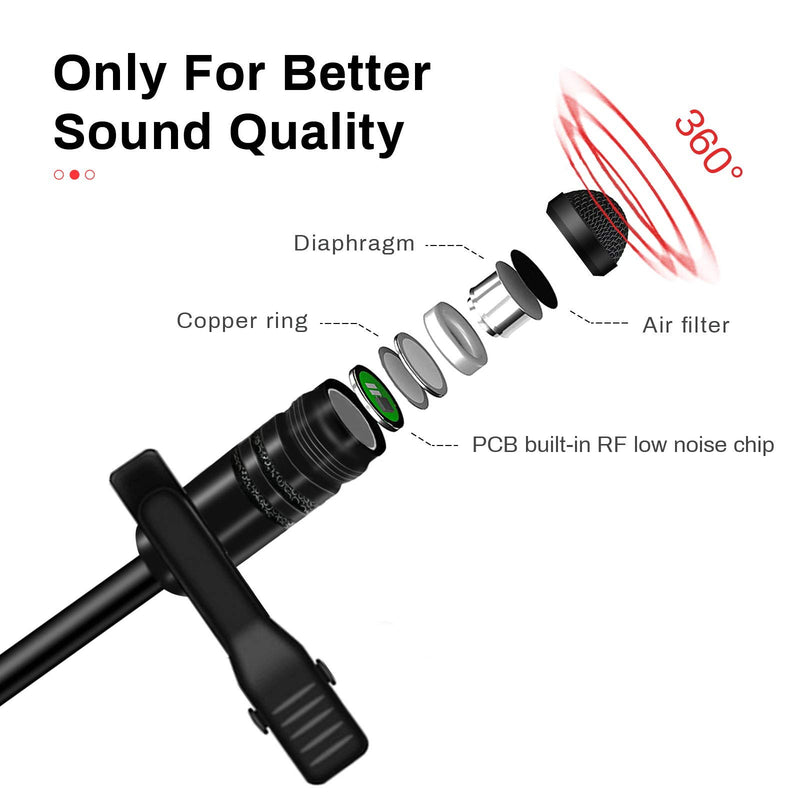 Lavalier Microphone Lapel Mic Kit LituFoto VV10 3.5mm Jack Professional Clip-on Mic with Omnidirectional Condenser for DSLR, Camera, Video Conference, Noise Cancelling Mic (3.5mm Jack 1.5M/4.92FT) 3.5mm JACK 1.5M/4.92FT