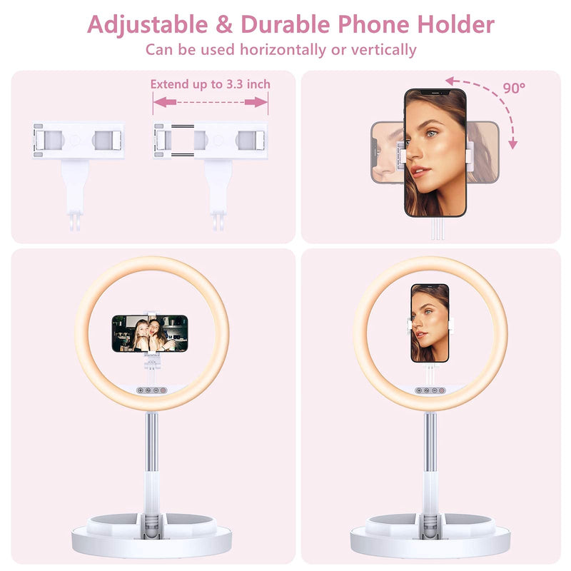 11" Selfie Ring Light with Phone Holder, 66” Foldable Extendable Stand & 3 Color Modes & 10 Adjustable Brightness, Eye Protection Soft Light for YouTube/TIK Tok/Photography/Makeup/Live Stream/Vlog