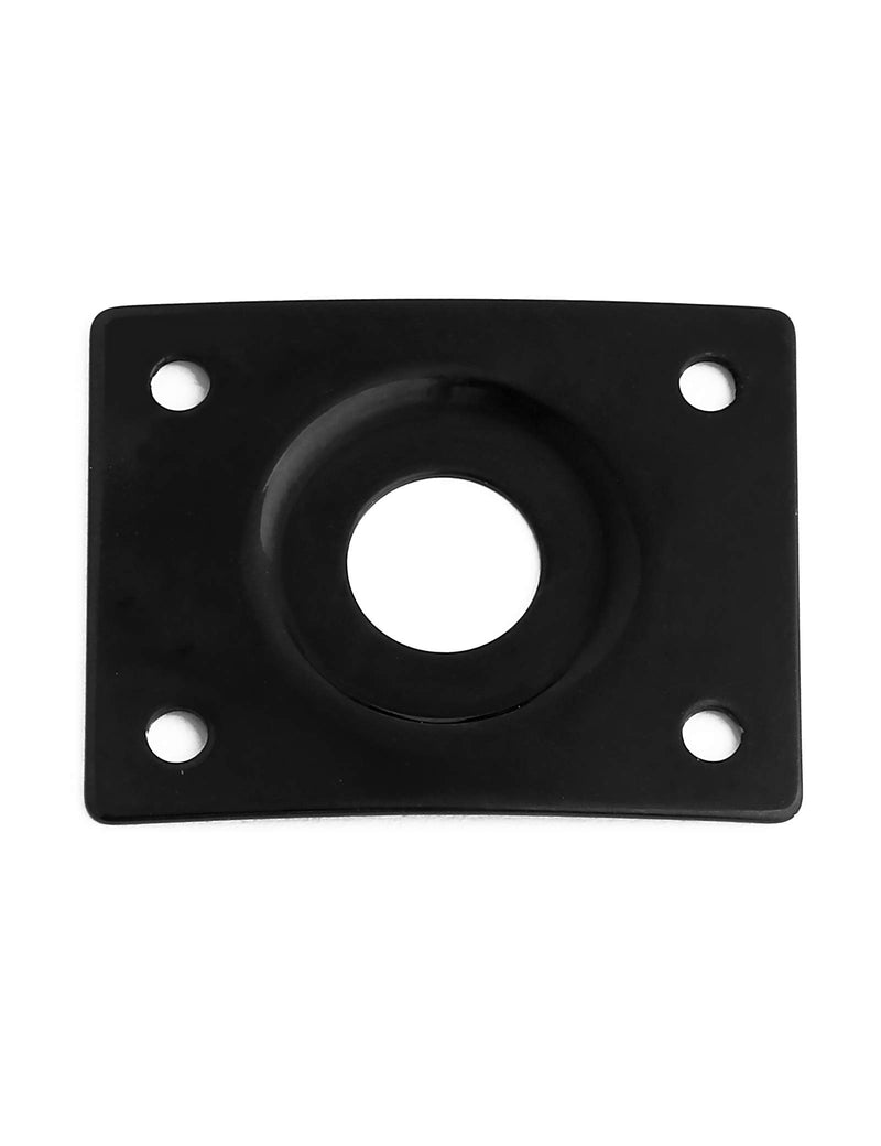 Holmer Guitar Jack Socket Plate Curved Recessed Rectangle Style Output Jack Plate Compatible with Les Paul LP Tele Style Electric Guitar or Bass Guitar Parts with Screws Black.