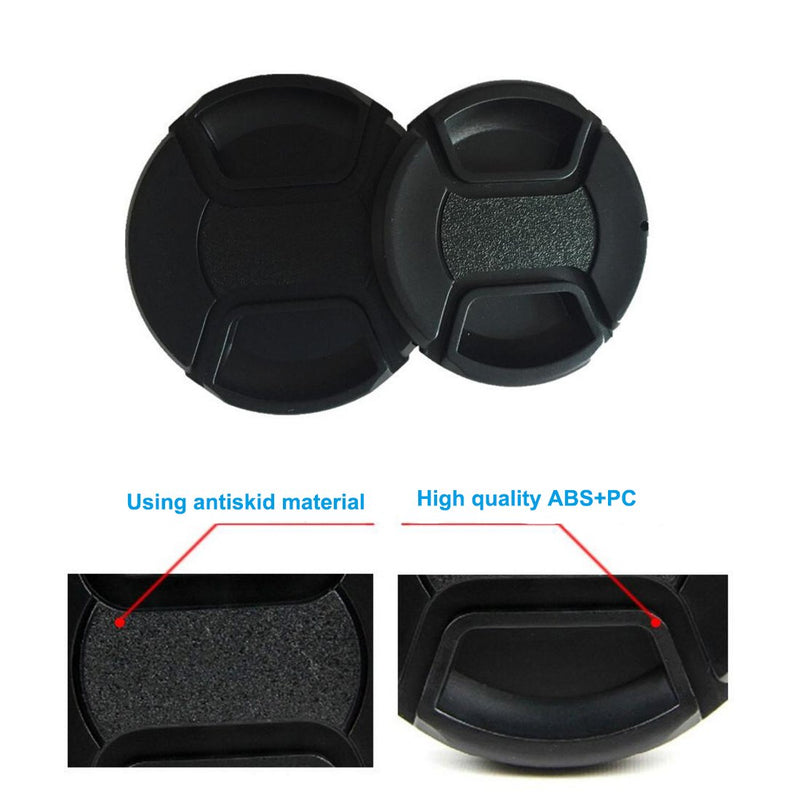 (2 Pcs Bundle) Snap-On Lens Cap, LXH 2 Center Pinch Lens Cap (49mm) and 2 Lens Cap Keeper Holder for Canon, Nikon, Sony and Any Other DSLR Camera, Universal Design 49 MM