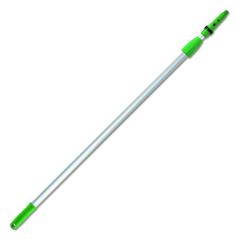 Unger EZ250 Opti-Loc Aluminum Extension Pole, 8ft, Two Sections, Green/Silver