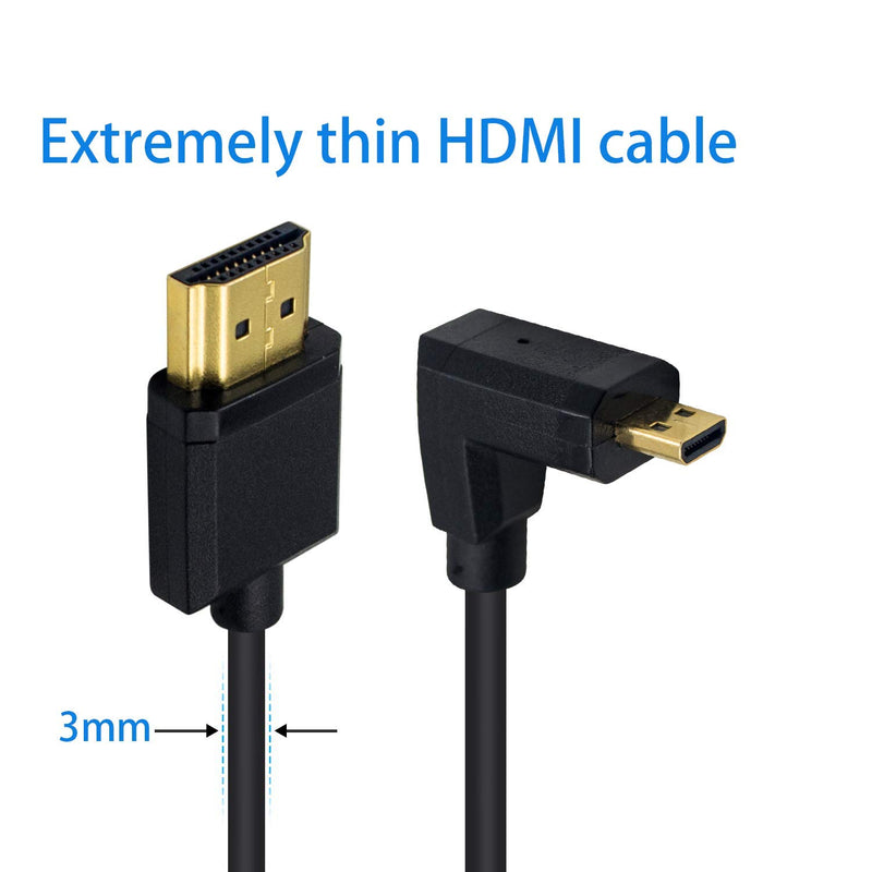 Duttek Micro HDMI to Standard HDMI Cable, Micro HDMI to HDMI Adapter Cable, Extreme Thin Down Angled Micro HDMI Male to HDMI Male Cable for 1080P, 4K, UltraHD, 3D, Ethernet (6 inch/ 15cm) Down Angled 15cm