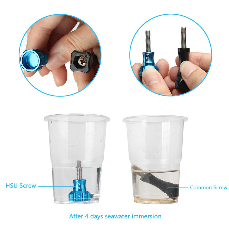 HSU Aluminum Thumbscrew Set + Wrench for Gopro Hero 10,9, (2018),Hero 8,7,6,5,4,3+,3,2,1, Gopro Session, AKASO Campark and Other Action Cameras (Blue) Thumbscrew Set + Wrench(Blue)