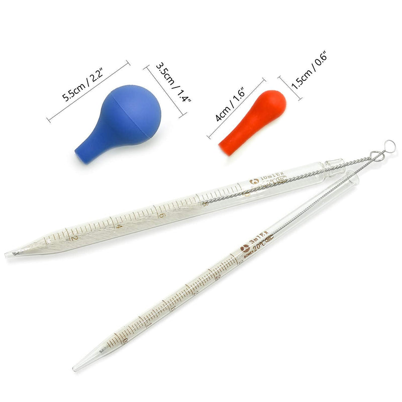 6 Pieces Glass Pipettes Graduated Dropper 0.5ml 1ml 2ml 3ml 5ml 10ml Long Glass Pipette Dropper with 6 Rubber Caps for Transfer Liquid Essential Oil 6 Pieces