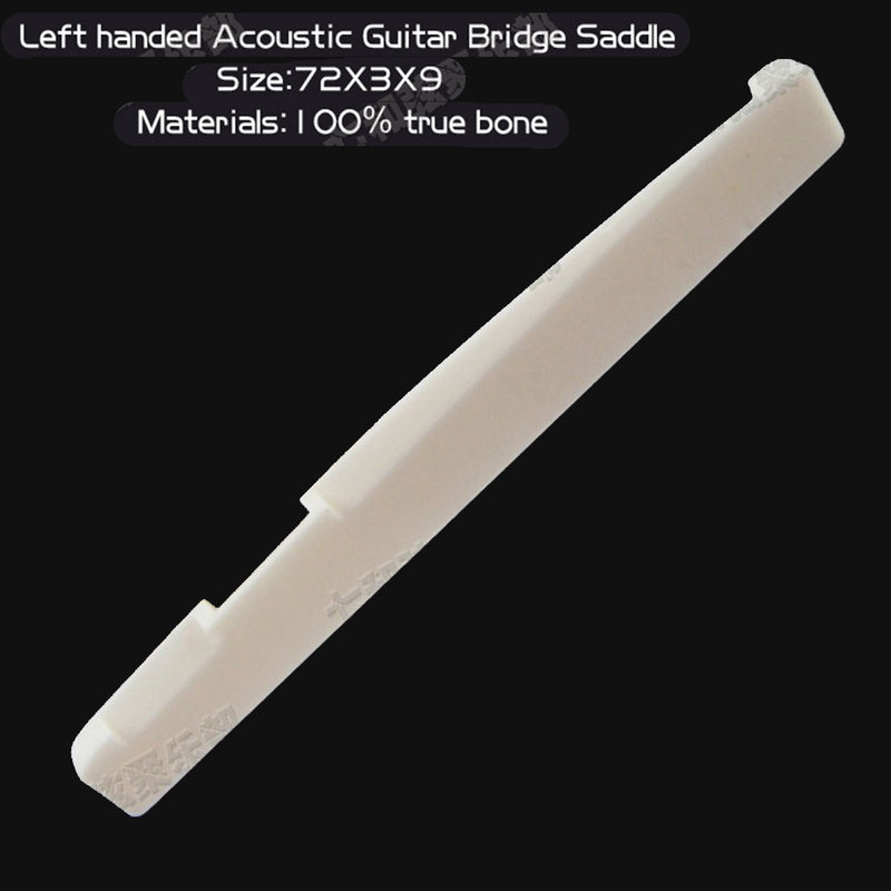 1 Set Left handed Bone Acoustic Guitar Bridge Saddle+Nut,Backhand Folk Guitar Bridge Saddle Nut Set 43x6x9/72x3x9mm