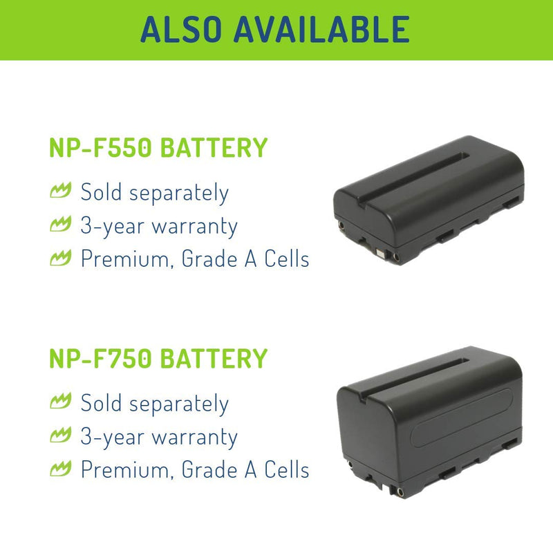 Wasabi Power Battery (2-Pack) and Charger for Sony NP-F950, NP-F960, NP-F970, NP-F975 (L Series)