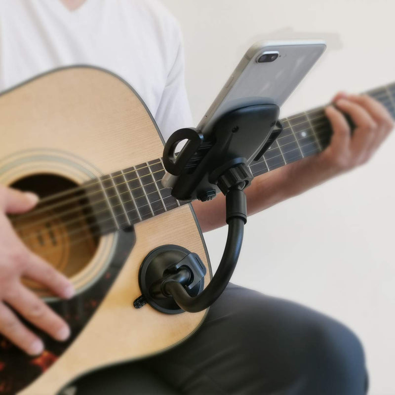 Phone Holder for Guitar, ALLICAVER Removable Suction Cup Phone Holder for Acoustic Electric Classical Guitar