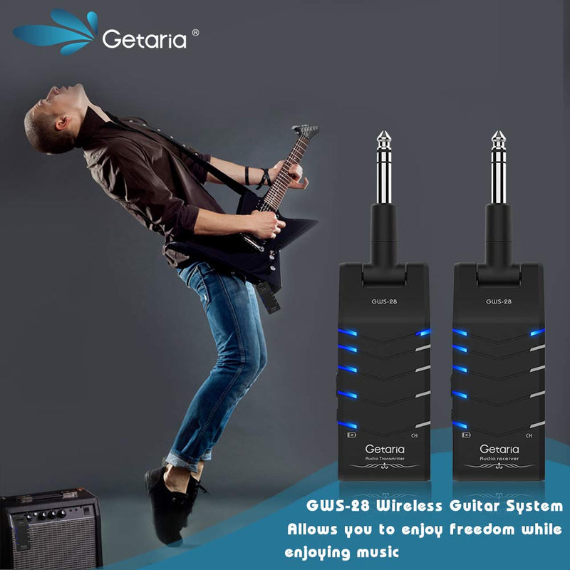 [AUSTRALIA] - Getaria 2.4GHz Stereo Wireless Guitar System Rechargeable 5 Channels Transmitter Receiver for Electric Guitar Bass 