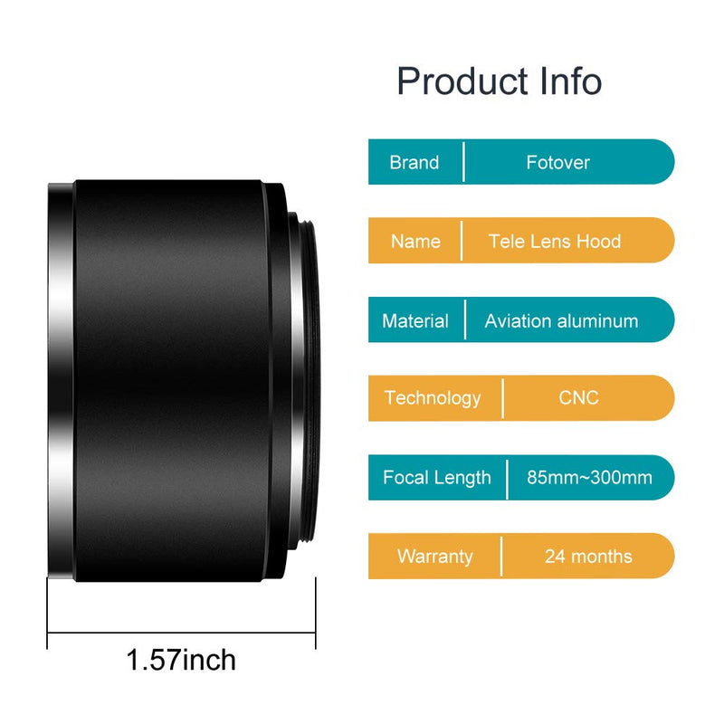 55mm Tele Metal Screw-in Lens Hood Sunshade with Centre Pinch Lens Cap for Canon Nikon Sony Pentax Olympus Fuji Sumsung Leica Standard Thread Lens +Cleaning Cloth 55mm Unique Tele Lens Hood