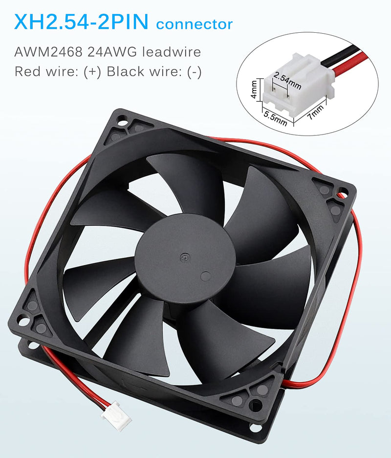 GDSTIME 92mm x 92mm x 25mm 90mm 3.6 Inches 12v Brushless Dc Cooling Fan 2 Pin Sleeve Bearing