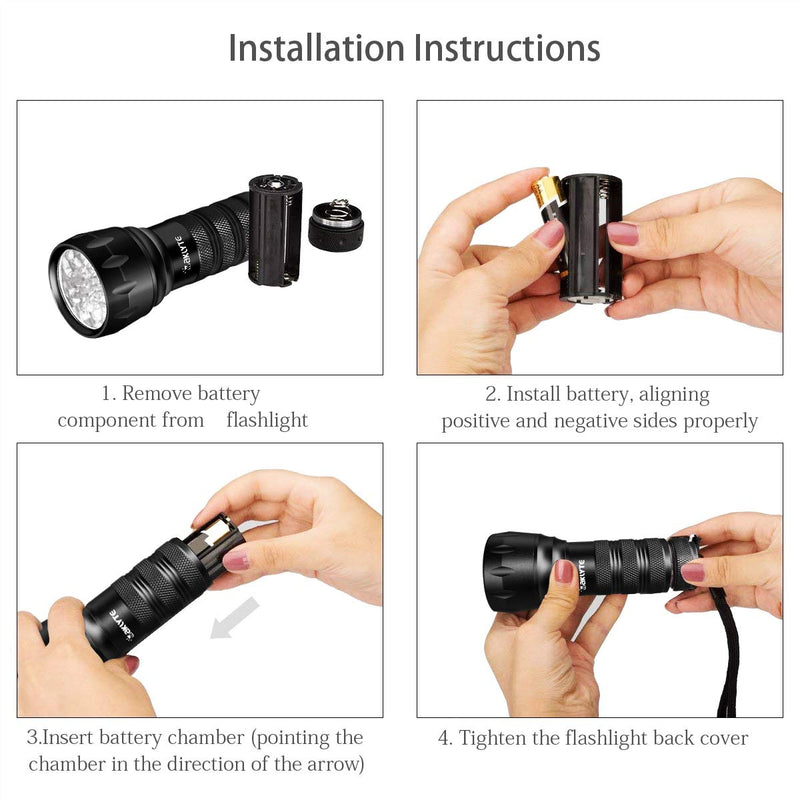 Waklyte Black Light, Mini UV Flashlight, 21 LED 395 nm Ultraviolet Blacklight Detector for Dog Urine, Pet Stains and Bed Bug (Battery Included)