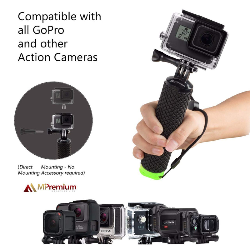 Waterproof Floating Hand Grip Compatible with GoPro Hero 9 8 7 6 5 4 3+ 2 1 Session Black Silver Camera Handler & Handle Mount Accessories Kit & Water for Water Sport and Action Cameras (Green) Green