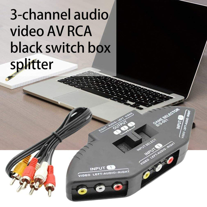 Generic 3 Way Audio Video RCA Switch Selector Splitter Box AV Patch Cable for Connecting 3 RCA Output Devices to TV