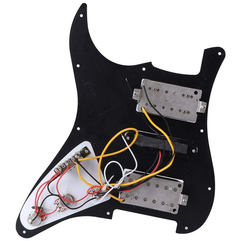 Keenso Strat Loaded Pickguard, 2 Colors Electric Guitar Board Loaded Strat Pickguard Humbucker with HSH Pickup Loaded Prewired for Fender Strat Black