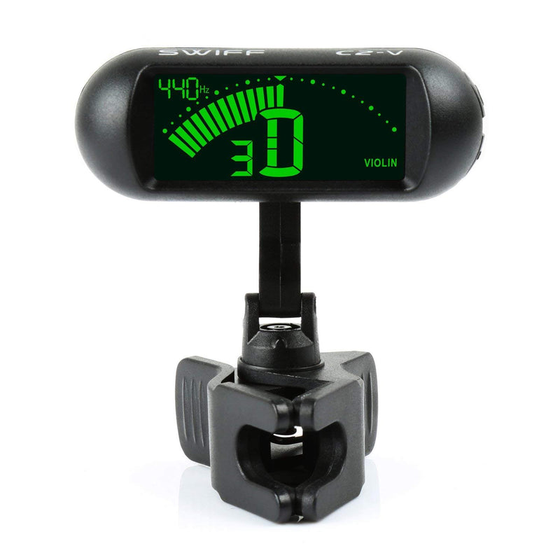 Rinastore Professional Violin Viola Tuner, Clip-On Large LCD Screen Tuner (Black)