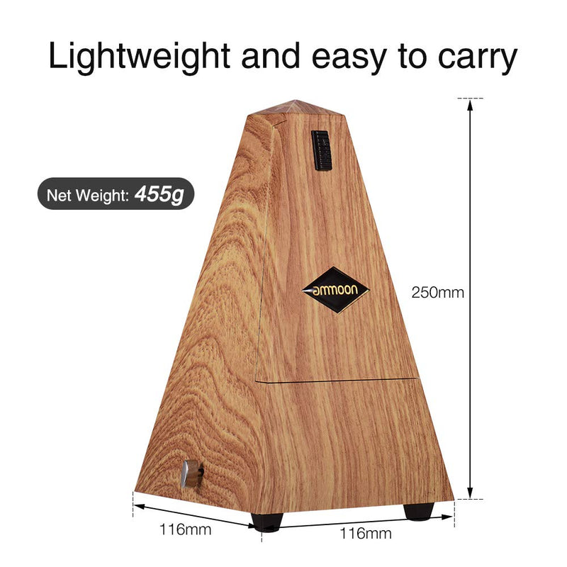 ammoon Mechanical Metronome ABS Material for Guitar Violin Piano Bass Musical Instrument Practice Tool for Beginners Musicians-Wood Wood