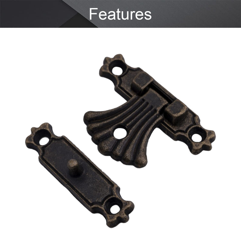 MroMax 5 Sets Closed Hasp Lock 1.46" x 1.06"Rectangular Hasp Lock Zinc Alloy Latch Lock Bronze Tone 37mm x 27mm (LxW)