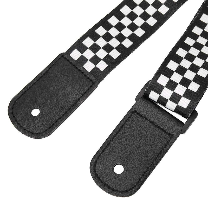 Bnineteenteam Guitar Shoulder Strap, Black and White Squares Pattern Adjustable Guitar Shoulder Strap Accessory for Ukulele 4 String Musical Instruments