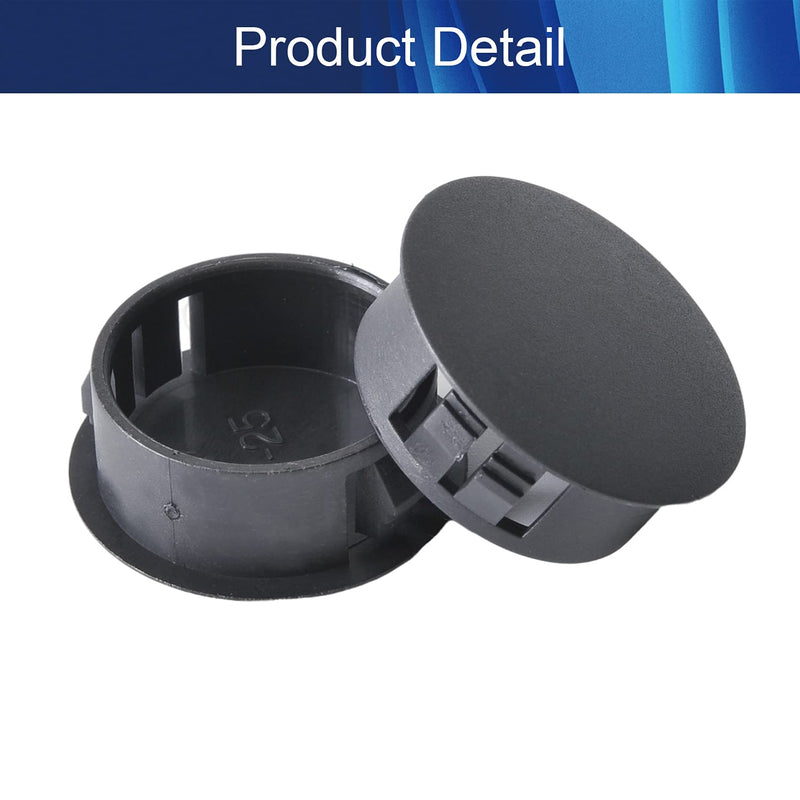 Jutagoss SKT-25 Hole Plugs 24.7mm x 11.4mm Nylon Round Snap Panel Locking Hole Plugs Cover Cable Snap Bushing Black 100 Pcs Black 100pcs