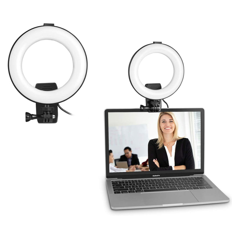 Video Conference Lighting, Foxin 6" Laptop Ring Light, Zoom Lighting for Computer, Zoom Light, Webcam Ring Light with Clip Stand 3 Modes&10 Level Dimmable for Laptop/PC Monitor/Makeup/YouTube/TIK Tok