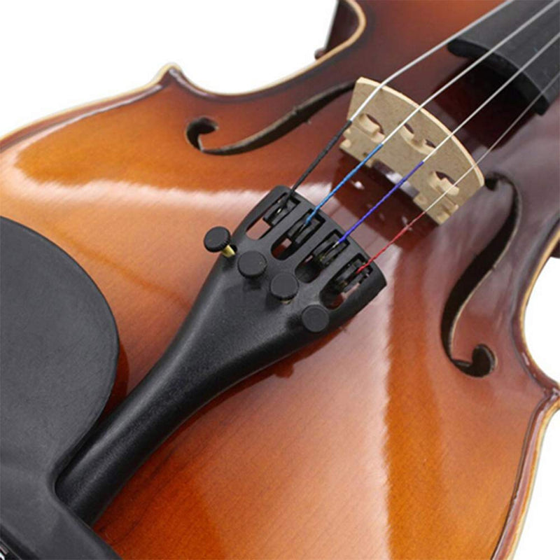 Violin Tailpiece Carbon Fiber 4/4 Size Fiddle Tailpiece 1 pcs with 1pcs Tailgut Tailcord Built-in 4 Fine Tuners Durable Strong