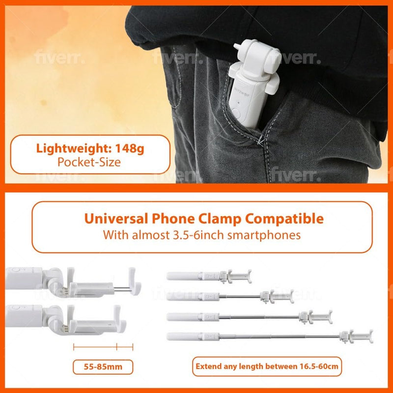 BW-BS4 Bluetooth Selfie Stick Tripod Specification White