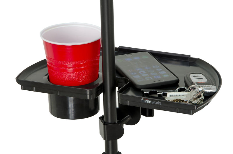 [AUSTRALIA] - Gator Frameworks Microphone Stand Accessory Tray with Drink Holder and Guitar Pick Tab; 12" x 7" (GFW-MIC-ACCTRAY) 