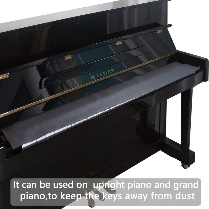 Mooson Piano Keyboard Anti-Dust Cover High Technology Fabric Key Cover Cloth Fit For Upright Piano, Electric Piano & Grand piano (Dark blue) (Black) Black