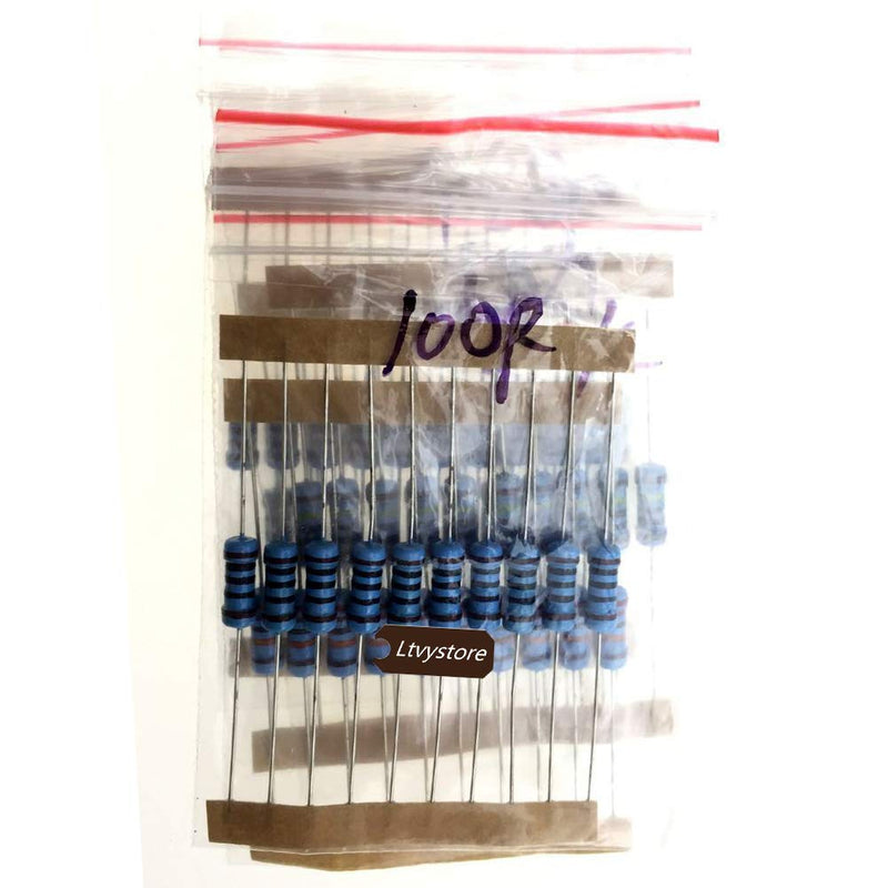 Ltvystore Metal Film Resistor Kit 1W, 1 Ohm - 1M Ohm Resistors Assorted 1 Watt 1%, Premium Compatible Arduino Resistor Assortment Pack 50 Value, Pack of 500