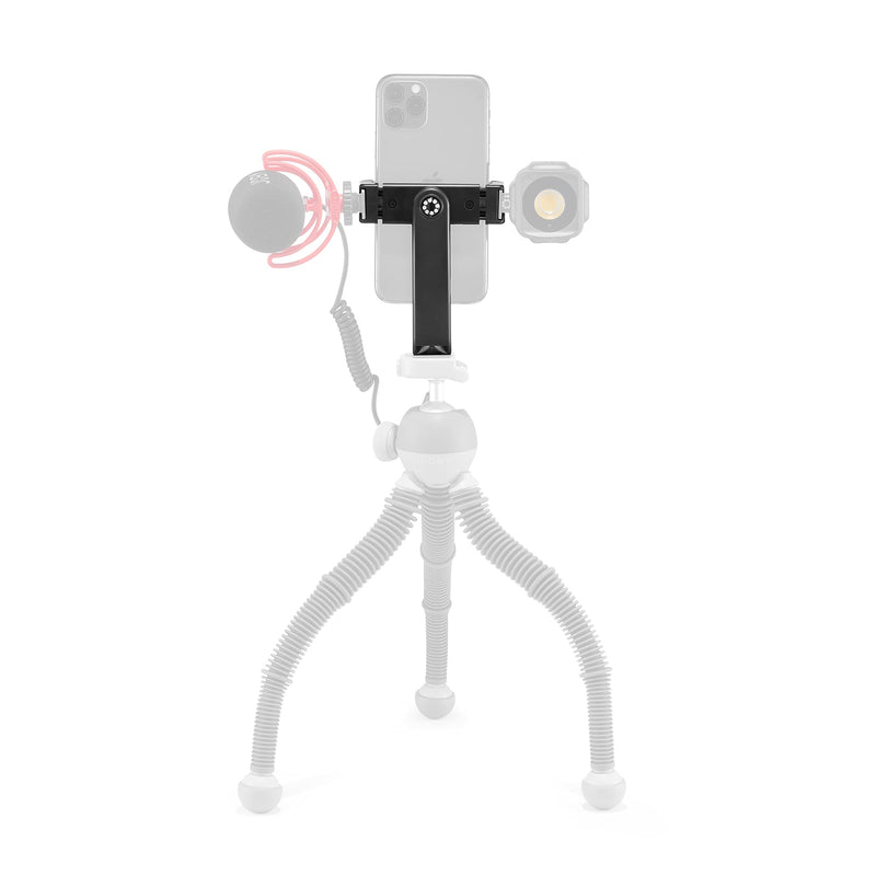 JOBY GripTight 360 Phone Mount, Compact and Durable Smartphone Mount with 1/4-20” Thread and Double Accessory Shoe Mount, Suitable for Smartphone from 6.7 to 8.8 cm, Black 360 Phone Mount- Clamp