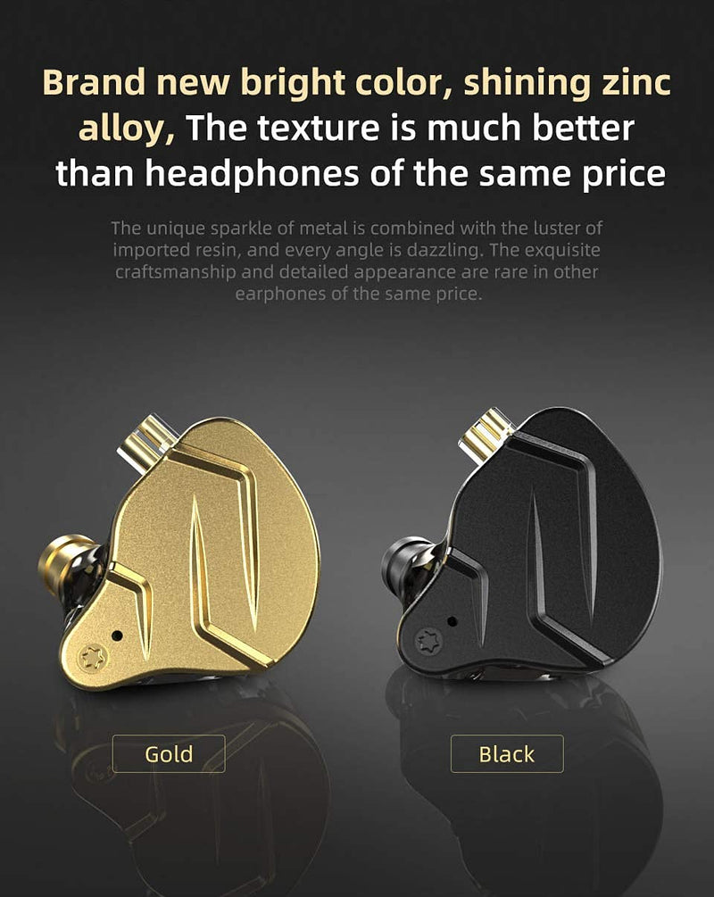 [AUSTRALIA] - KZ ZSN PRO X 1BA 1DD Hybrid HiFi Earphone, KINBOOFI in Ear Headphone Monitor ZSN Prox Stereo Sound KZ IEM with Detachable Cable for Musician Drummer (Golden NO Microphone) NO Mic Gold 